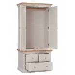 Cotswold Grey Painted Gents Double Wardrobe with Drawers